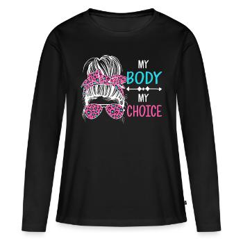Mon corps Ma décision - T-shirt manches longues Premium bio Femme - noir - Devant - Julia (174cm)
