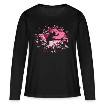 Athlétisme Athlétisme Hurdling Color Splash - T-shirt manches longues Premium bio Femme - noir - Devant - Julia (174cm)