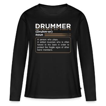 Définition du batteur Cadeau de batteur - T-shirt manches longues Premium bio Femme - noir - Devant - Julia (174cm)