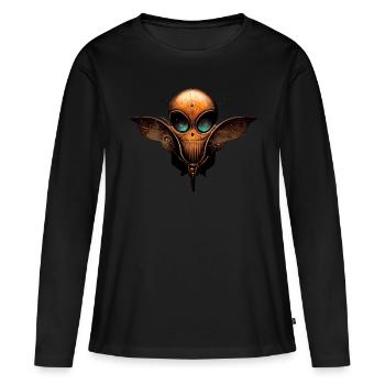 Logo extraterrestre - T-shirt manches longues Premium bio Femme - noir - Devant - Julia (174cm)