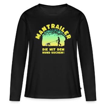 Mantrailer - à la recherche avec le chien Mme Stafford - T-shirt manches longues Premium bio Femme - noir - Devant - Julia (174cm)