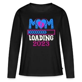 Mama loading 2023, werdende Mutter 2023 - Frauen Premium Bio Langarmshirt - Schwarz - Vorne - Julia (174cm)