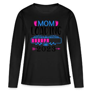 Mama loading 2023, werdende Mutter 2023 - Frauen Premium Bio Langarmshirt - Schwarz - Vorne - Julia (174cm)