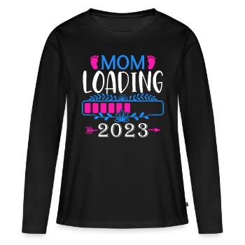 Mama loading 2023, werdende Mutter 2023 - Frauen Premium Bio Langarmshirt - Schwarz - Vorne - Julia (174cm)