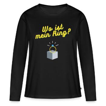 Wo ist mein Ring? - Frauen Premium Bio Langarmshirt - Schwarz - Vorne - Julia (174cm)