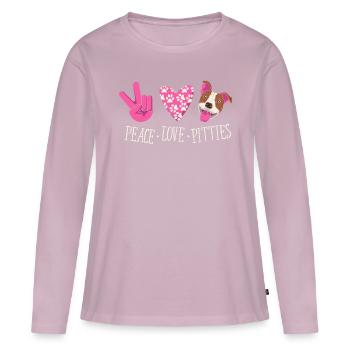 Peace Dear Pitbulls - Maître propriétaire de chien - T-shirt manches longues Premium bio Femme - rose poudré - Devant - Julia (174cm)