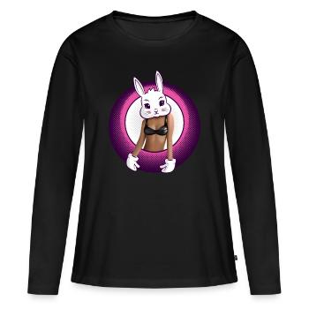 Häschen im Bikini - Frauen Premium Bio Langarmshirt - Schwarz - Vorne - Julia (174cm)