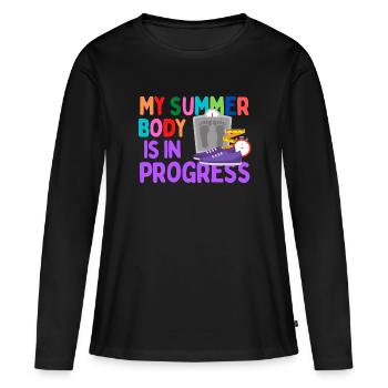 Mon corps d’été est en cours - T-shirt manches longues Premium bio Femme - noir - Devant - Julia (174cm)