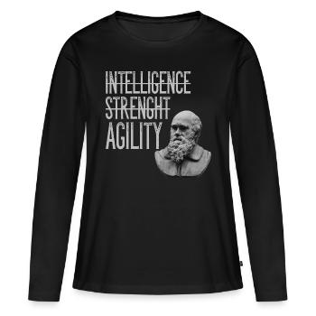 Charles Darwin Agilité Agilité Adaptable - T-shirt manches longues Premium bio Femme - noir - Devant - Julia (174cm)