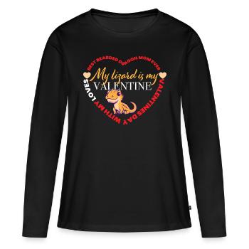 Valentine's Lizard - Women's Premium Organic Long Sleeve Shirt - black - Front - Julia (174cm)