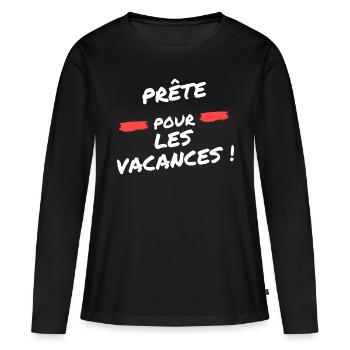 prete pour les vacances - T-shirt manches longues Premium bio Femme - noir - Devant - Julia (174cm)