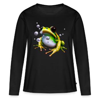 Gouttes d’eau de grenouille - T-shirt manches longues Premium bio Femme - noir - Devant - Julia (174cm)