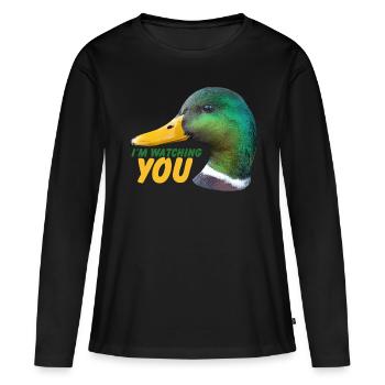Canard - Je te regarde - T-shirt manches longues Premium bio Femme - noir - Devant - Julia (174cm)
