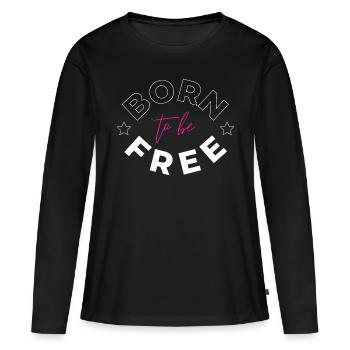 Né pour être libre - T-shirt manches longues Premium bio Femme - noir - Devant - Julia (174cm)