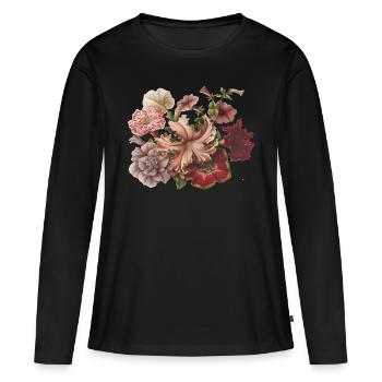 Flowers - Women's Premium Organic Long Sleeve Shirt - black - Front - Julia (174cm)