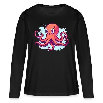 Calmar - T-shirt manches longues Premium bio Femme - noir - Devant - Julia (174cm)