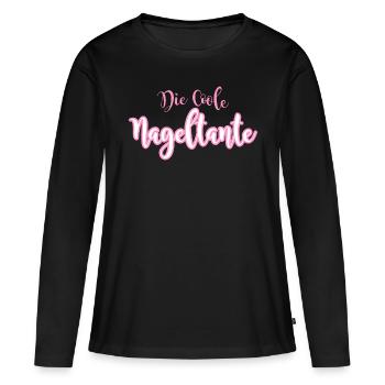 Die Coole Nageltante nageldesign - Frauen Premium Bio Langarmshirt - Schwarz - Vorne - Julia (174cm)