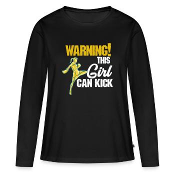 Kampfsport Kick Boxen Kickboxen Thaiboxen Mädchen - Frauen Premium Bio Langarmshirt - Schwarz - Vorne - Julia (174cm)