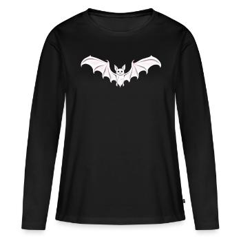 Fledermaus chauve-souris blanche goth - T-shirt manches longues Premium bio Femme - noir - Devant - Julia (174cm)