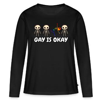 Gay is okay Rainbow Skeleton LGBT Pride Month - T-shirt manches longues Premium bio Femme - noir - Devant - Julia (174cm)