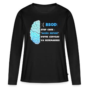 Votre cerveau va redémarrer. Accès refusé BSOD - T-shirt manches longues Premium bio Femme - noir - Devant - Julia (174cm)