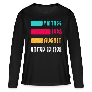 Août 1998 Anniversaire Août 1998 Août - T-shirt manches longues Premium bio Femme - noir - Devant - Julia (174cm)