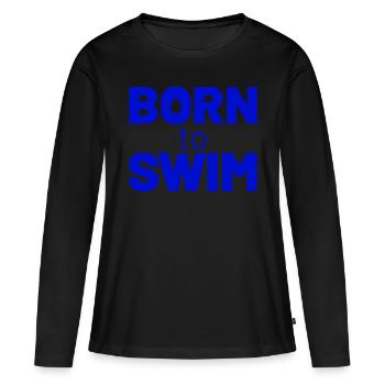 Né pour nager - T-shirt manches longues Premium bio Femme - noir - Devant - Julia (174cm)