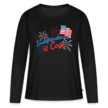 L’indépendance est cool Design pour une fête de l’indépendance - T-shirt manches longues Premium bio Femme - noir - Devant - Julia (174cm)