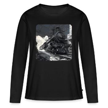 Cool Motif Locomotive - Women's Premium Organic Long Sleeve Shirt - black - Front - Julia (174cm)