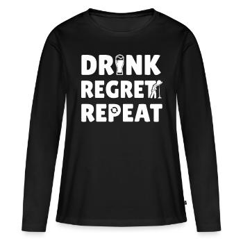 Drink Regret Repeat - T-shirt manches longues Premium bio Femme - noir - Devant - Julia (174cm)