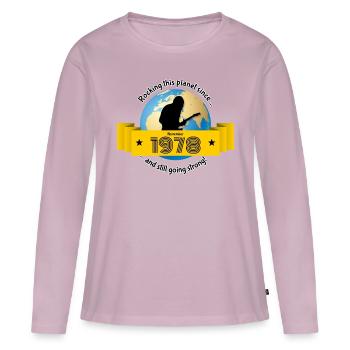 45ème anniversaire Bercer cette planète depuis 11/1978 - T-shirt manches longues Premium bio Femme - rose poudré - Devant - Julia (174cm)