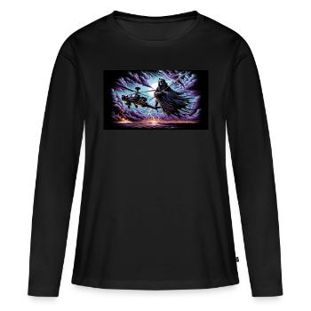 Vol de la Faucheuse - T-shirt manches longues Premium bio Femme - noir - Devant - Julia (174cm)