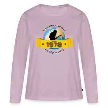 45e anniversaire Secouer cette planète depuis 12/1978 - T-shirt manches longues Premium bio Femme - rose poudré - Devant - Julia (174cm)