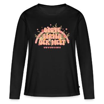 Muttertag Beste Mama der Welt Geschenk groovy 70er - Frauen Premium Bio Langarmshirt - Schwarz - Vorne - Julia (174cm)