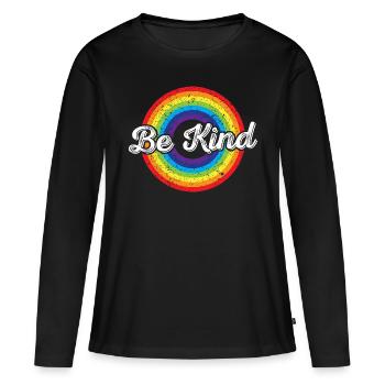 LGBTQ Be Kind Gay Pride LGBT Allié Drapeau arc-en-ciel - T-shirt manches longues Premium bio Femme - noir - Devant - Julia (174cm)