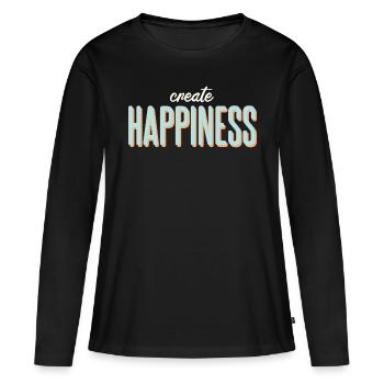 Positif - T-shirt manches longues Premium bio Femme - noir - Devant - Julia (174cm)