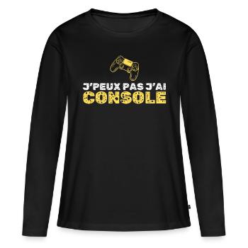 je peux pas console - T-shirt manches longues Premium bio Femme - noir - Devant - Julia (174cm)