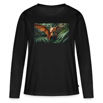 Un dragon vert orange réaliste dans l’outback - T-shirt manches longues Premium bio Femme - noir - Devant - Julia (174cm)