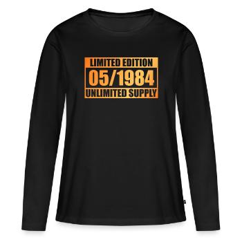 Édition limitée 40e anniversaire - ꝏ Approvisionnement 05/1984 - T-shirt manches longues Premium bio Femme - noir - Devant - Julia (174cm)
