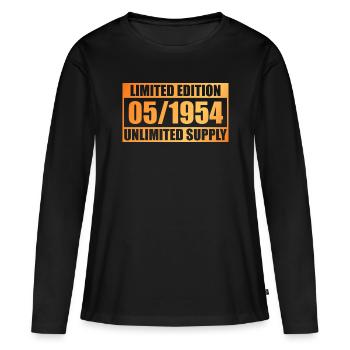 70e anniversaire édition limitée - ꝏ approvisionnement 05/1954 - T-shirt manches longues Premium bio Femme - noir - Devant - Julia (174cm)