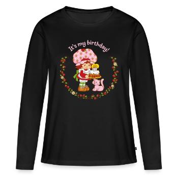 Charlotte Aux Fraises It's My Birthday Design - T-shirt manches longues Premium bio Femme - noir - Devant - Julia (174cm)