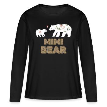 Mimi Ours Maman Maman Floral Bonne fête des mères - T-shirt manches longues Premium bio Femme - noir - Devant - Julia (174cm)