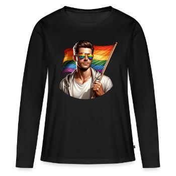Pride Gay CSD Love LGBTQ Farben des Regenbogens - Frauen Premium Bio Langarmshirt - Schwarz - Vorne - Julia (174cm)