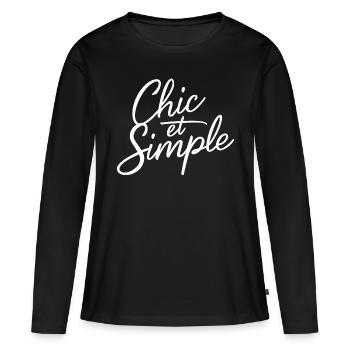 Chic et simple - T-shirt manches longues Premium bio Femme - noir - Devant - Julia (174cm)