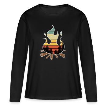 Feu de camp - T-shirt manches longues Premium bio Femme - noir - Devant - Julia (174cm)