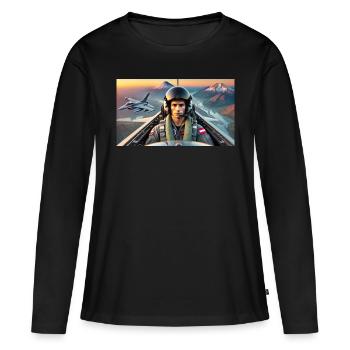 F16 de l’armée de l’air autrichienne - T-shirt manches longues Premium bio Femme - noir - Devant - Julia (174cm)