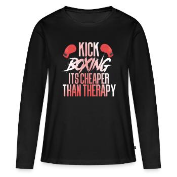 Kickboxing Kickboxing - T-shirt manches longues Premium bio Femme - noir - Devant - Julia (174cm)