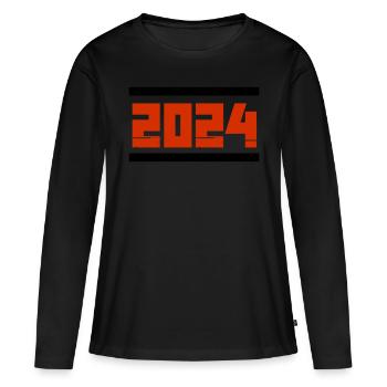 2024 - Frauen Premium Bio Langarmshirt - Schwarz - Vorne - Julia (174cm)