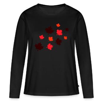 Maple Leaves - Women's Premium Organic Long Sleeve Shirt - black - Front - Julia (174cm)