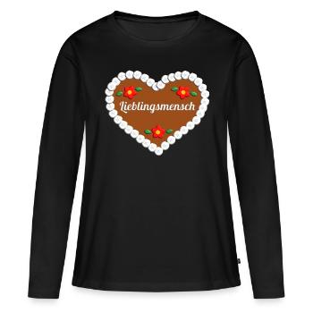 Lieblingsmensch Lebkuchenherz Geschenk - Frauen Premium Bio Langarmshirt - Schwarz - Vorne - Julia (174cm)